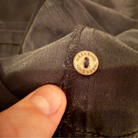 Weekend MaxMara 100% Silk Black Short Sleeve Ruffle Front Shift Dress Sz 12 US - Picture 6 of 13